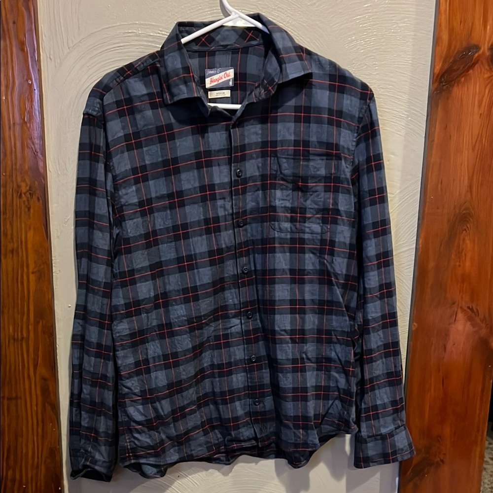 Johnnie-O Hangin Out flannel blue red plaid men’s size M